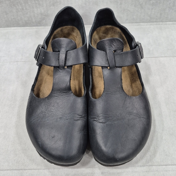 Birkenstock Paris T strap Mary Jane shoes size 40 women's US 9 black leather - Picture 3 of 14